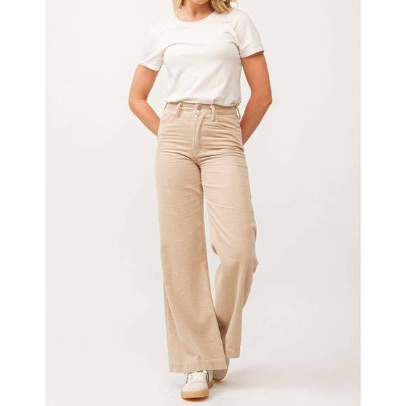 NEW DEAR JOHN DENIM fiona wide leg pant in foam cream - Picture 1 of 3